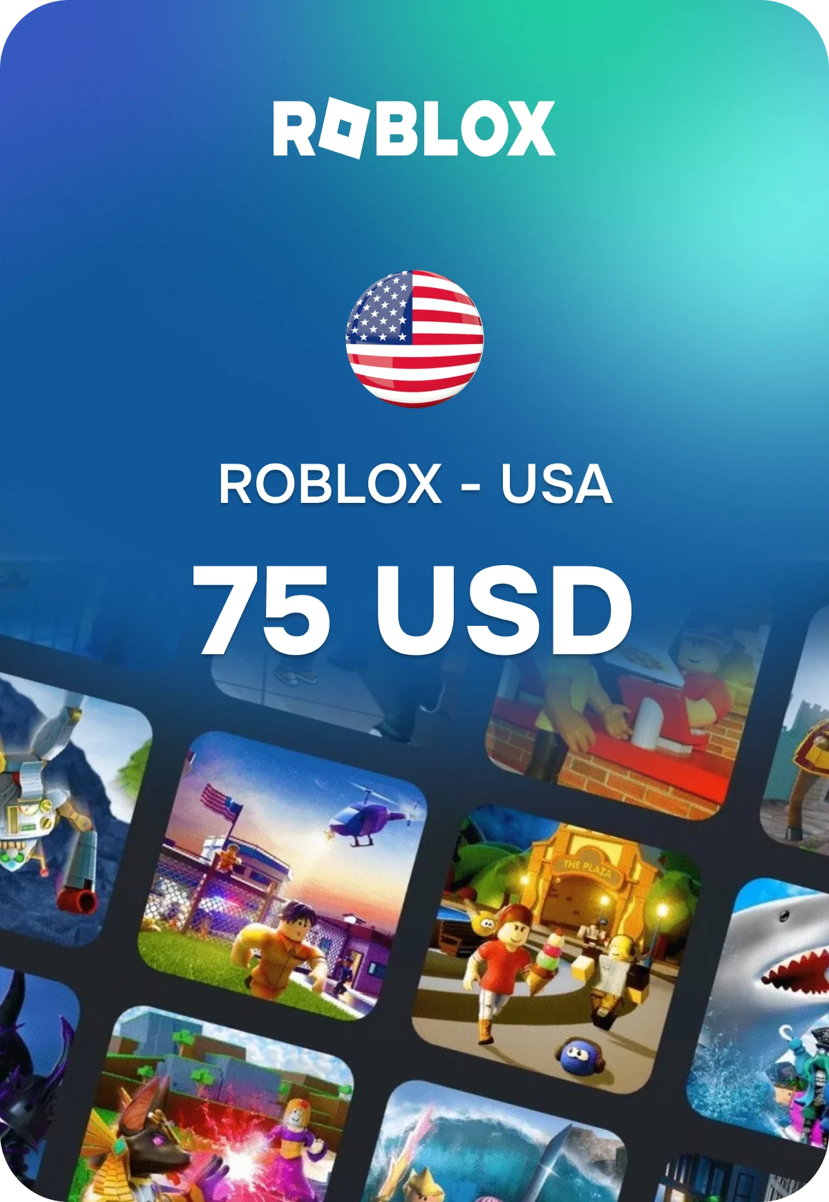 Карта пополнения Roblox - США 75 USD